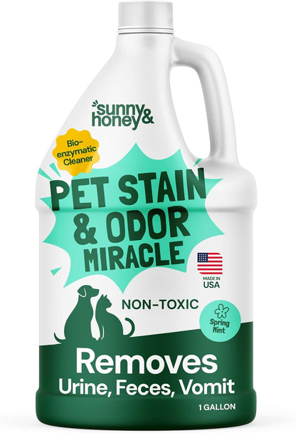 Sunny & Honey Pet Stain and Odor Remover - Enzyme Cleaner for Dog Urine and Poop on Carpets and Furniture - Strong Pet Carpet Cleaner Spray (32fl oz Mint) - Image 11