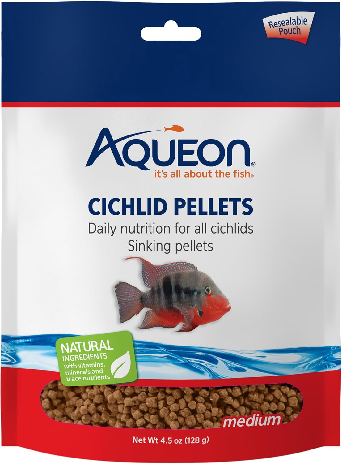 Color enhancing cichlid diet jar top angle showing secure lid