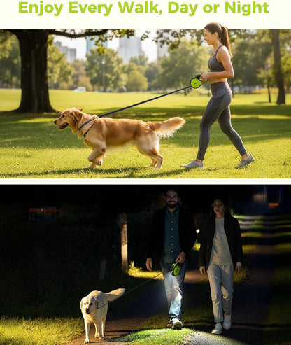 Retractable Dog Leash with Light, 16.4 ft Retractable Pet Leash with Anti-Slip Soft Grip, 360 degrees Tangle-Free, One-Button Control, Reflective Leashes for Small Medium Dog Up to 66 lbs - Image 9