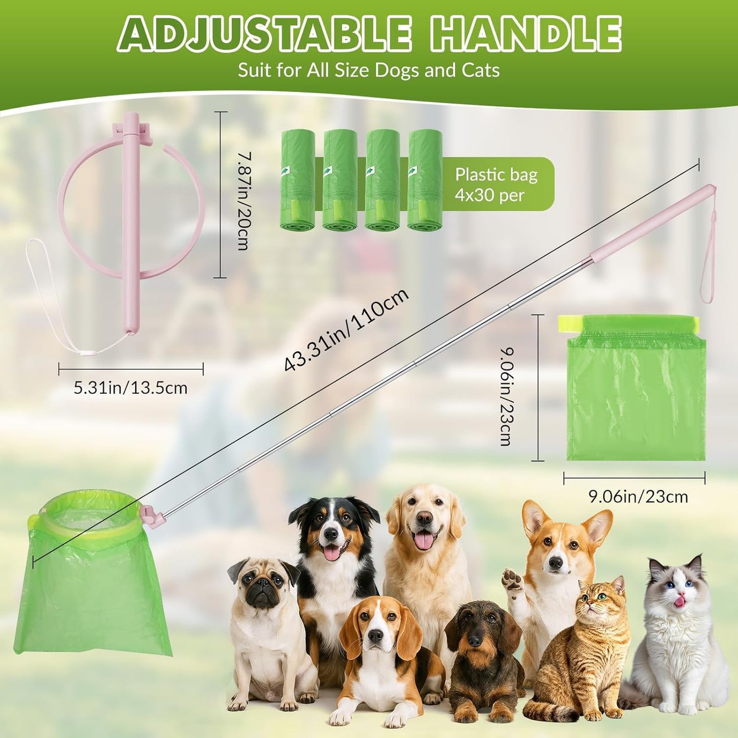 Wzxlj.Y dog poop scoop with leak proof bag attachment mechanism close up