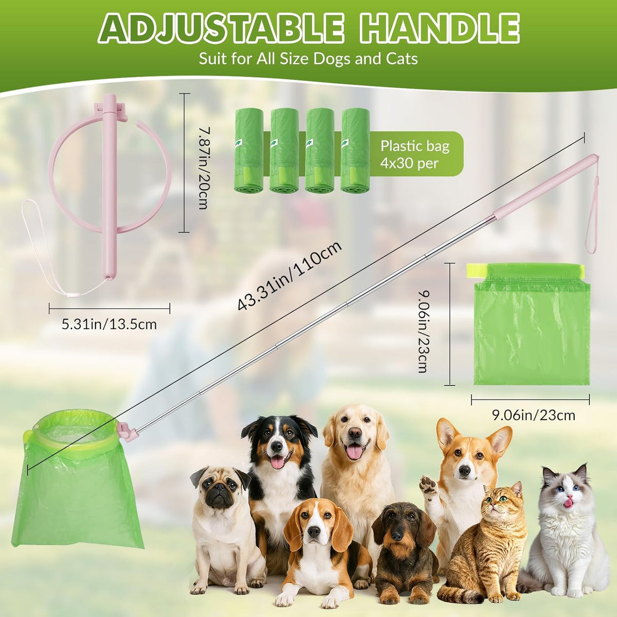Wzxlj.Y dog poop scoop with leak proof bag attachment mechanism close up