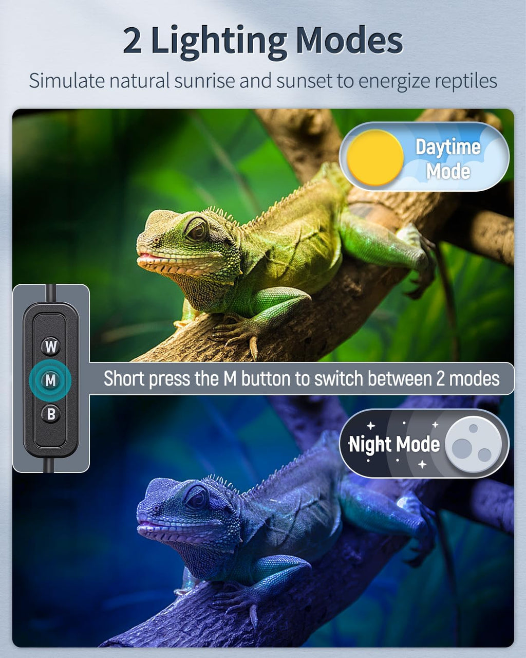 Pawfly reptile tank lamp mounted on glass terrarium