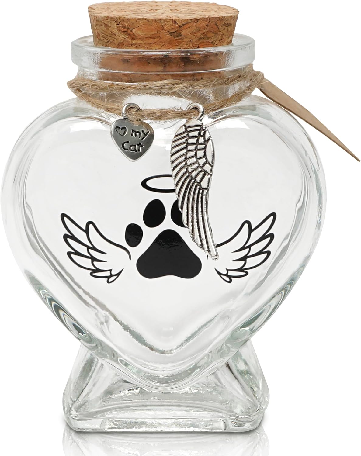 Side angle view of the premium heart glass urn showing thickness and quality