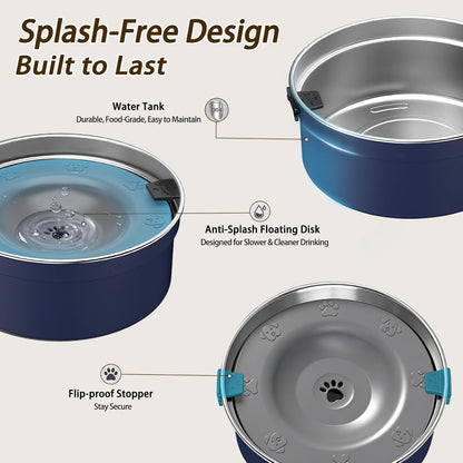 PurazQyn slow drinking dog water bowl showing the non-slip silicone base ring.