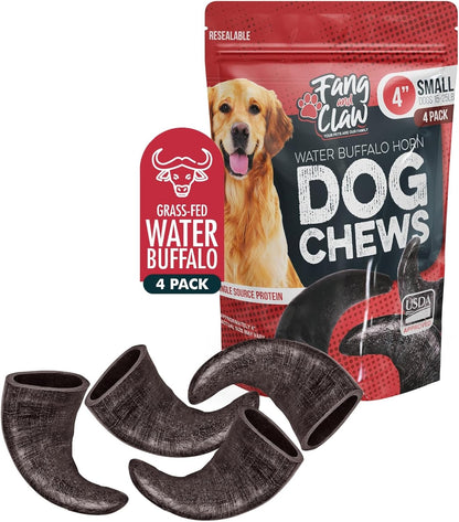 4 Pack Water Buffalo Horns for Dogs, Large 8 Inch - Natural Antler & Rawhide Bone Alternative for Aggressive Chewers, Long Lasting Single-Source Grass-Fed Dog Chew - Image 9