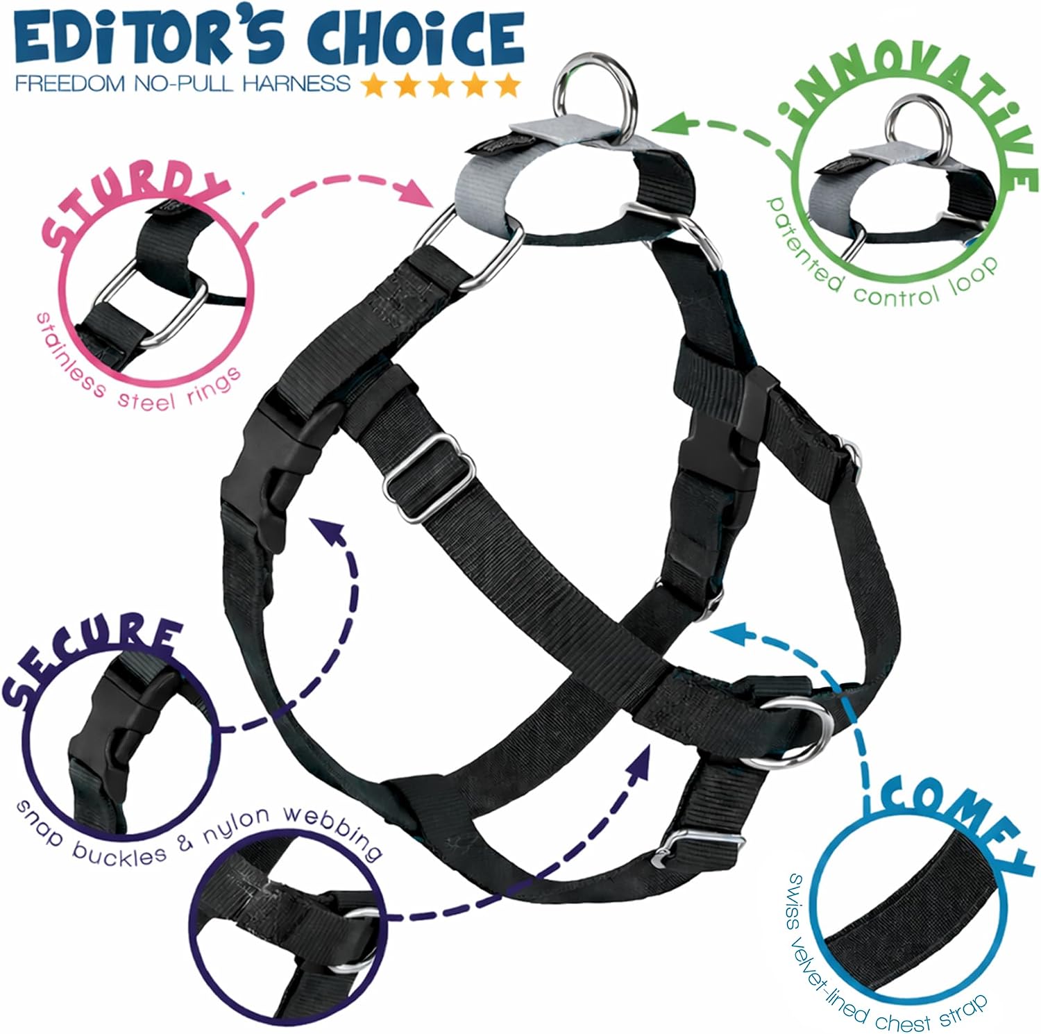 2 Hounds Design Freedom No Pull Harness Swiss velvet lining