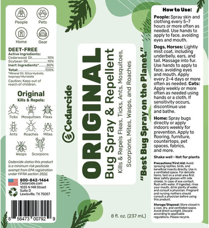 Family safe Cedarcide bug spray for indoor and outdoor use