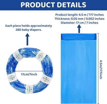 Close-up of the blue 7-layer EVOH material used in the diaper disposal refill rings.