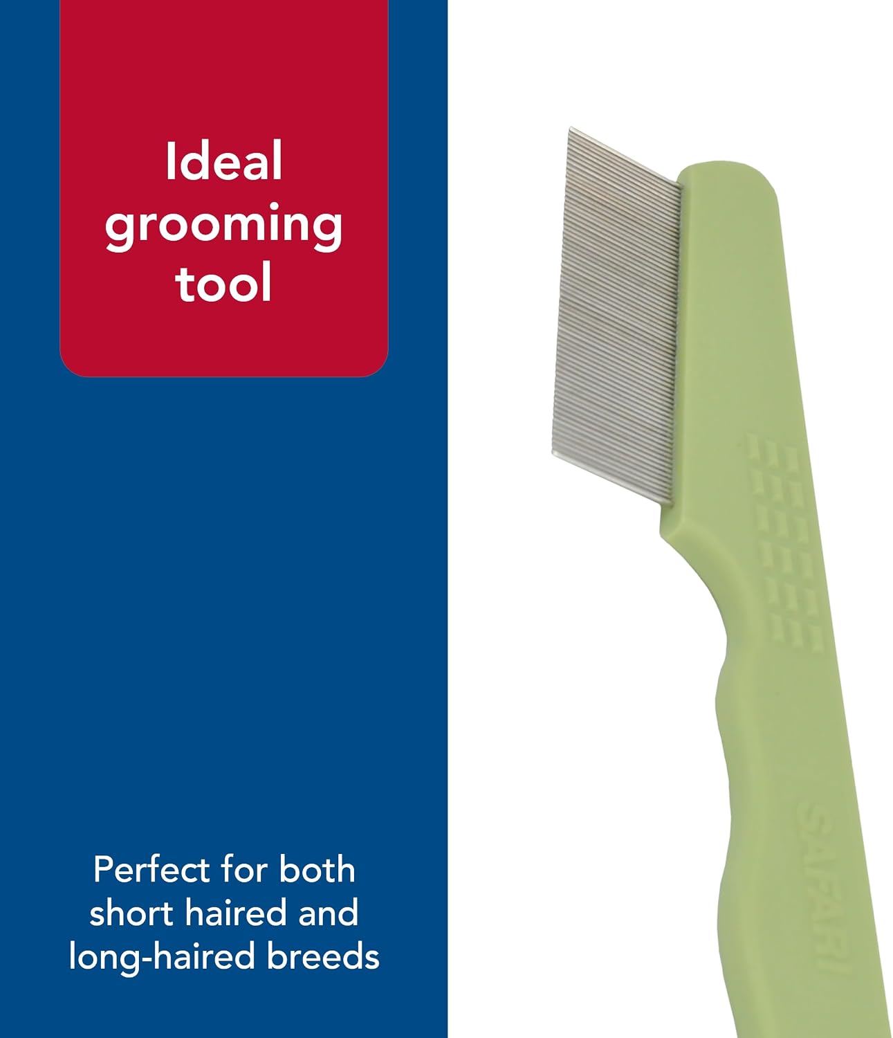 Safari brand cat flea comb held in hand