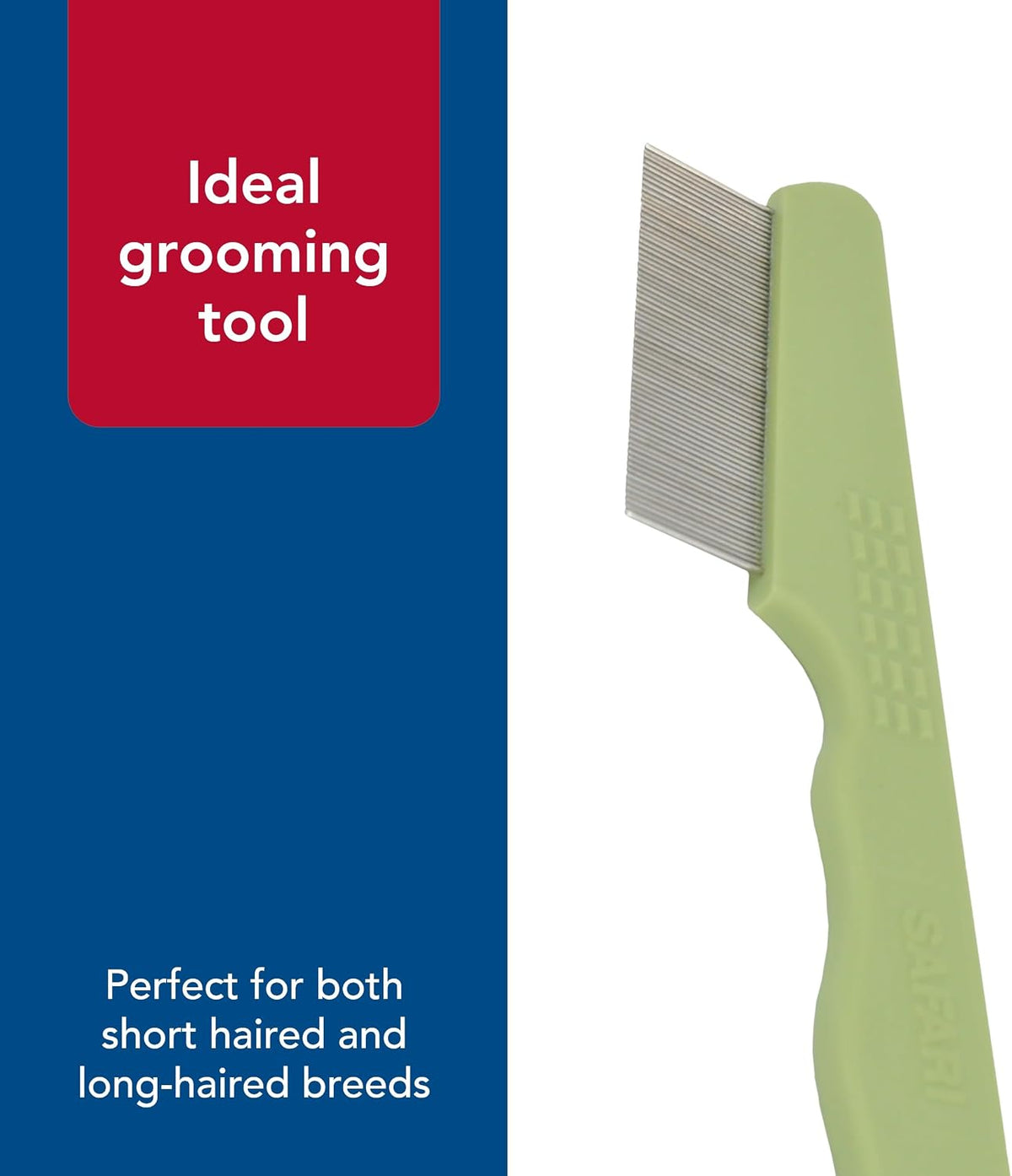 Safari brand cat flea comb held in hand