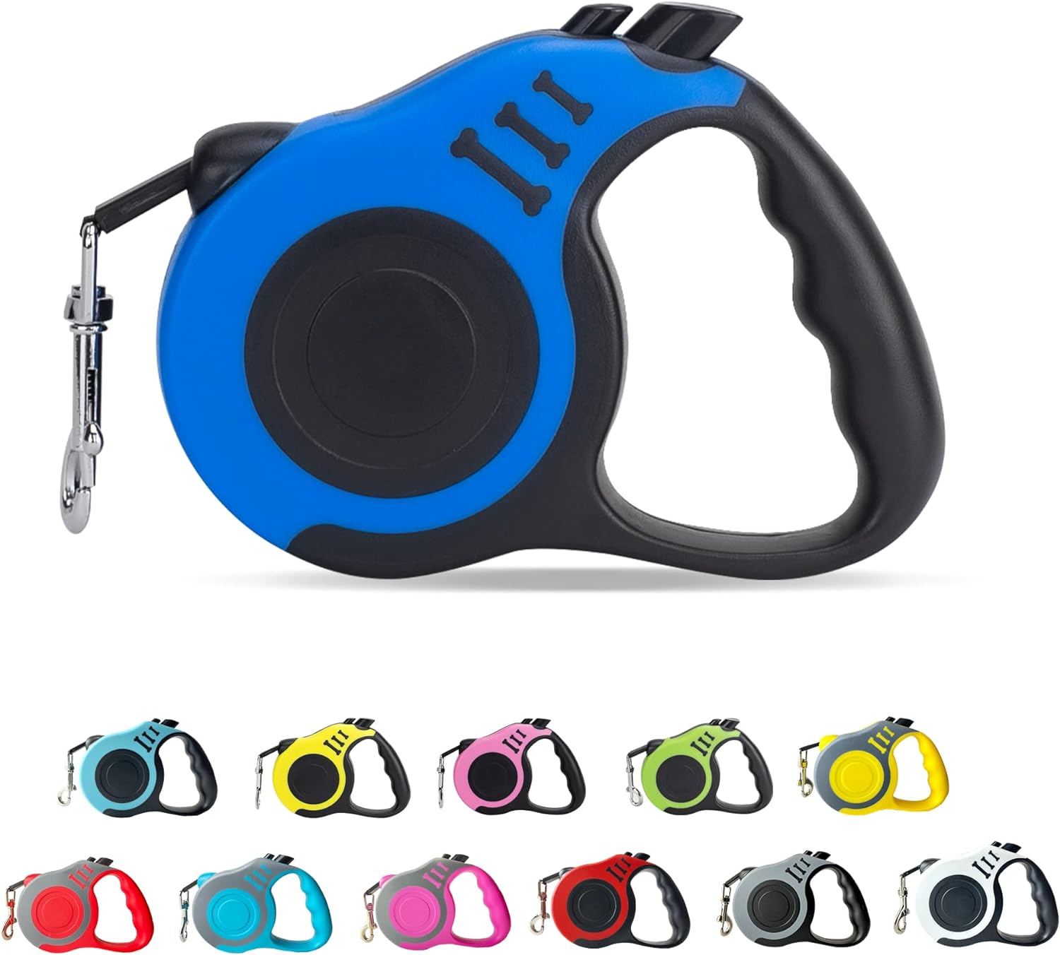 Lievuiken retractable dog leash blue front view
