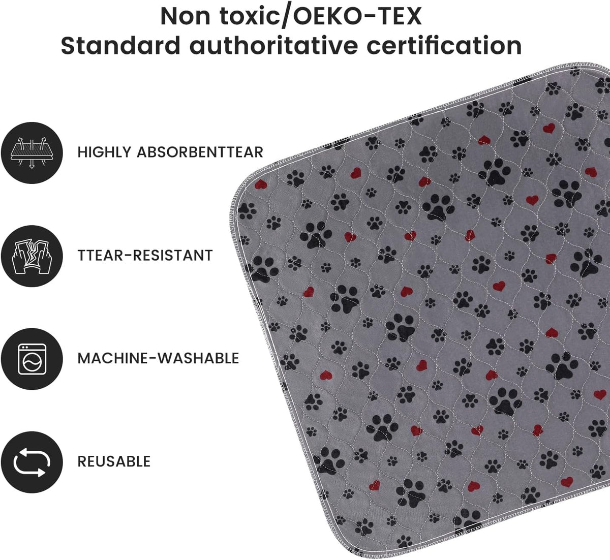 Eswin reusable puppy training mat showing quilted fabric texture