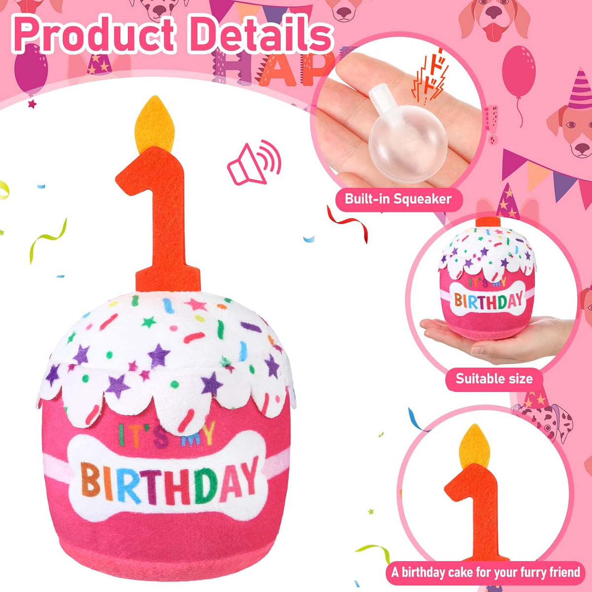 Dansydaisy puppy birthday celebration cake toy with digital candle design