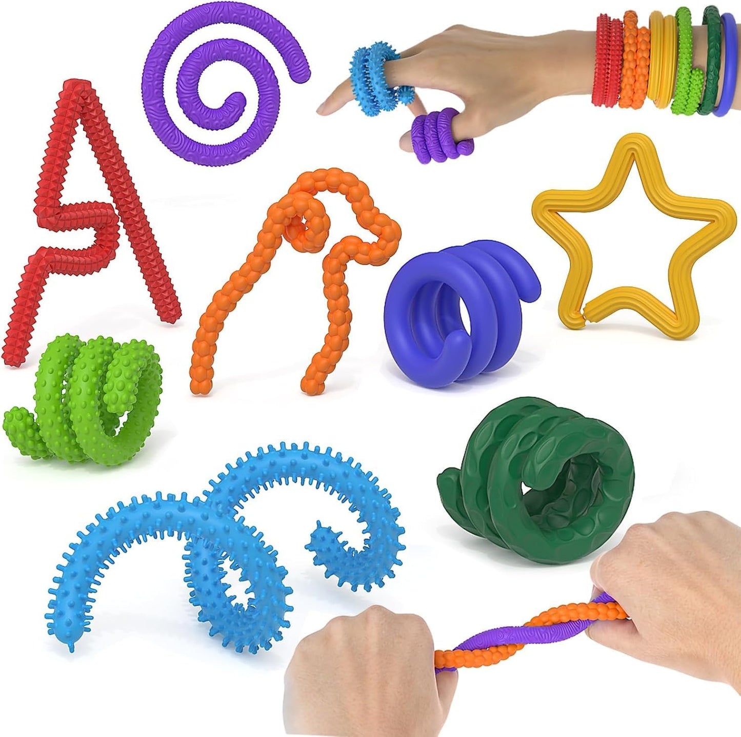 AotBlcer sensory sticks fidget toys 8 piece set front view