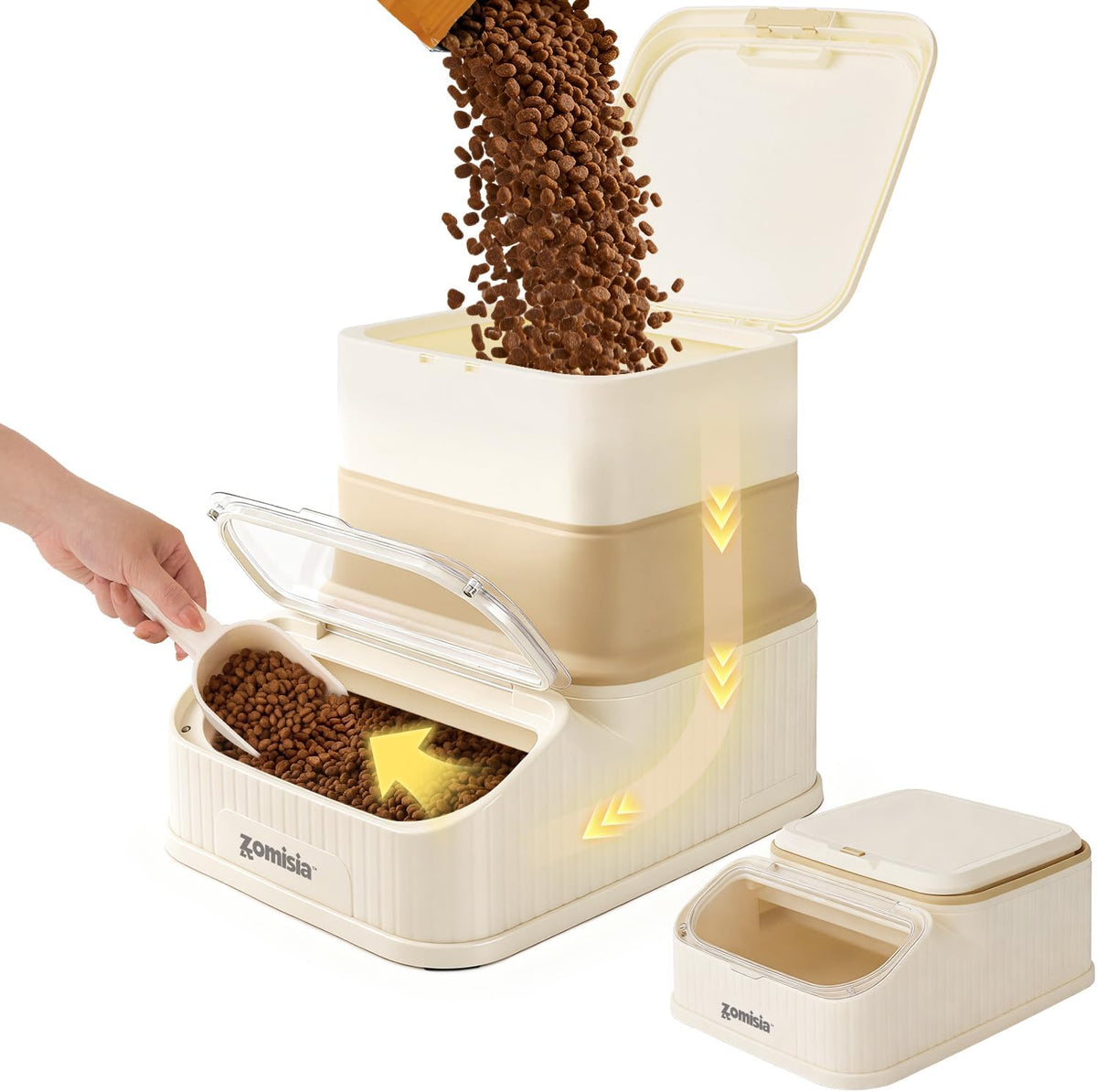 ZOMISIA 30-40lbs Collapsible Dog Food Storage - First-in, First-out Easy Dispense Base for Freshness, Pet Food Storage Containers with Transparent Lid and Scoop - Image 9