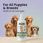 Authentic We Love Doodles lavender dog detangler spray packaging details.