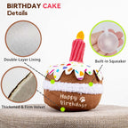 Squeaky chocolate cake toy for puppy gifts showing the compact 4.5 by 5 inch dimensions