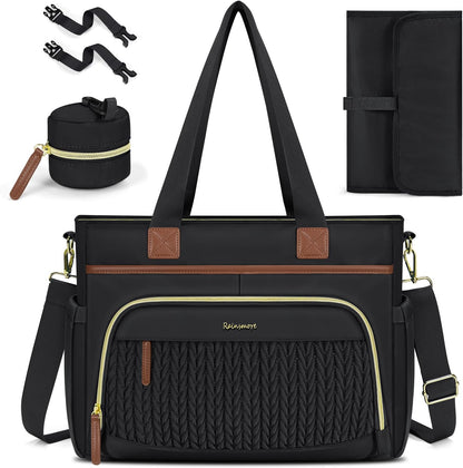 Rainsmore Diaper Bag Tote black front view