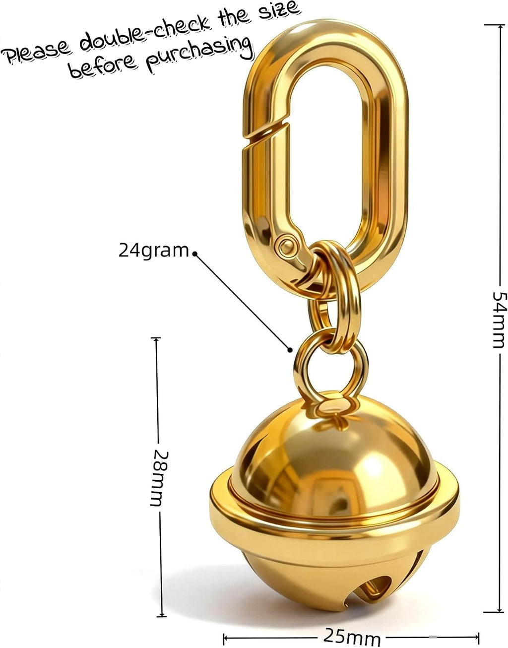 Close up of Domsimy pet bell charm secure clip attachment