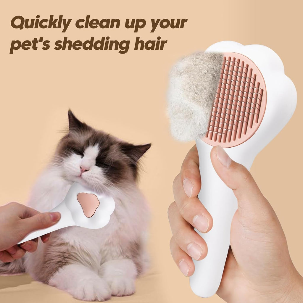 BSONEDO deshedding brush close up revealing 140 degree bent steel needles with round resin protection points