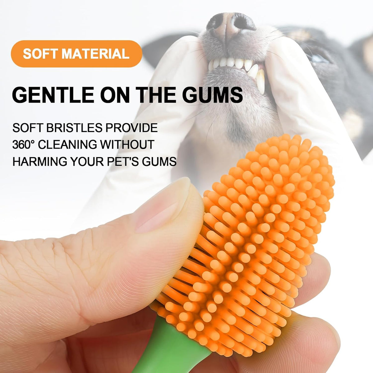 Full length view of 17.5 cm dog toothbrush for oral hygiene