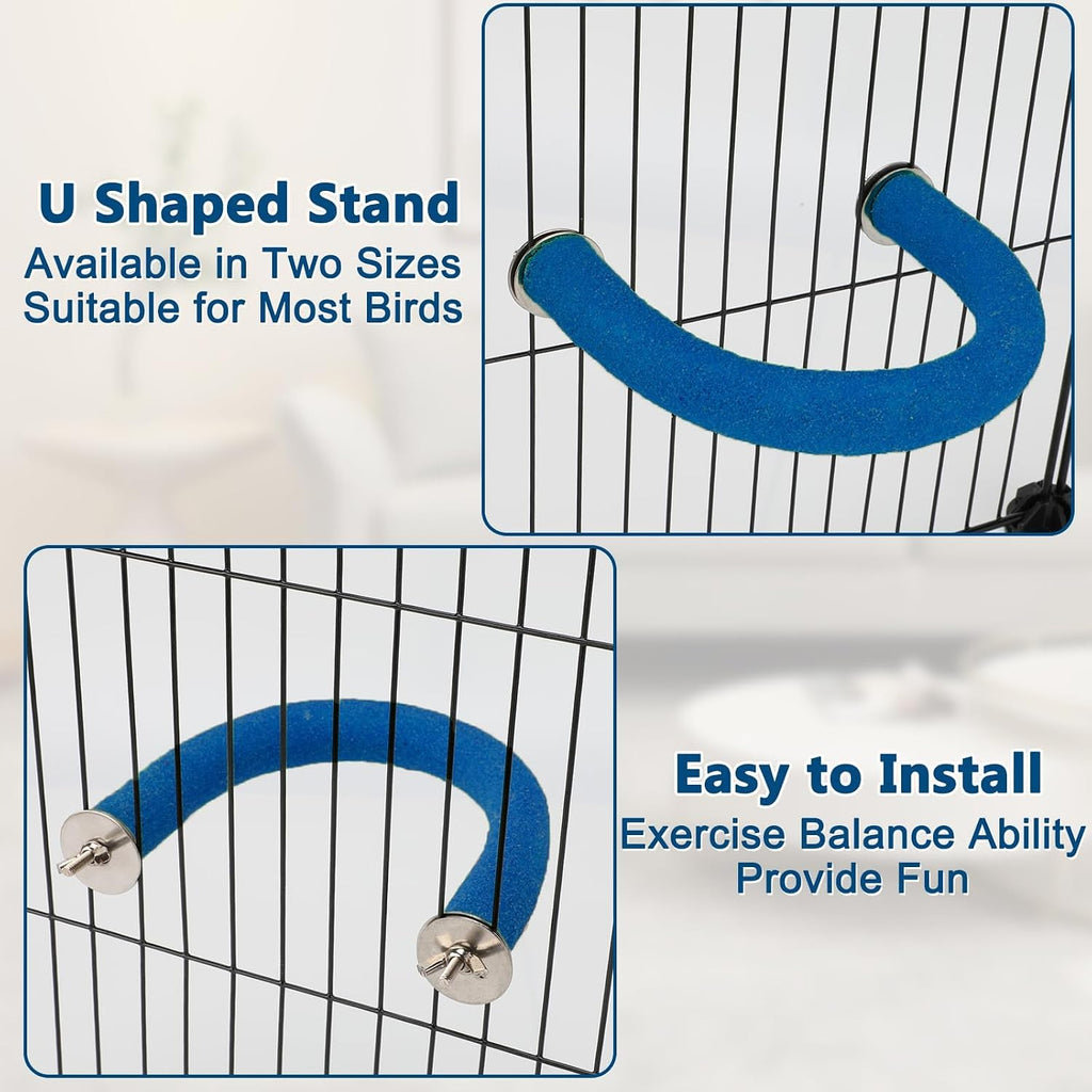 Rypet U-Shaped Large Parrot Perch, Quartz Bird Perch for Cage(Blue L) - Image 7