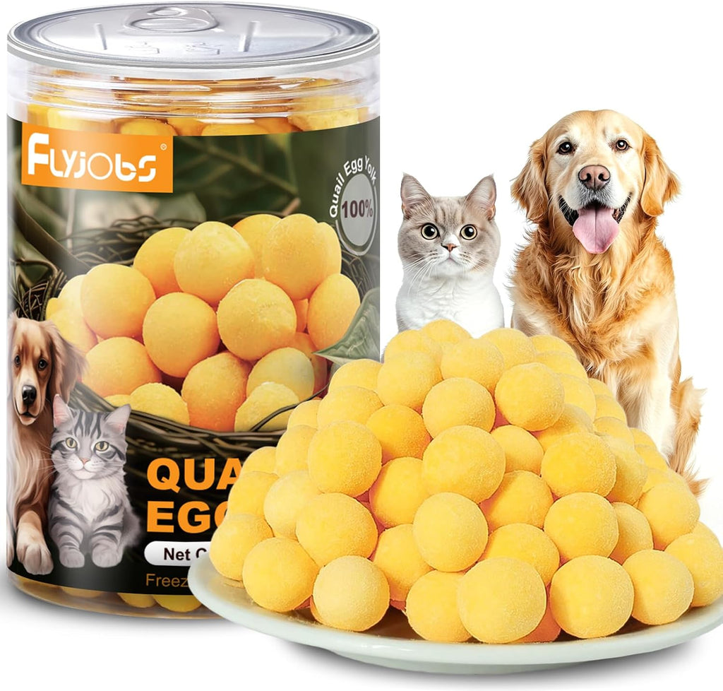 Hkpetty freeze dried quail egg yolk treats front view tub