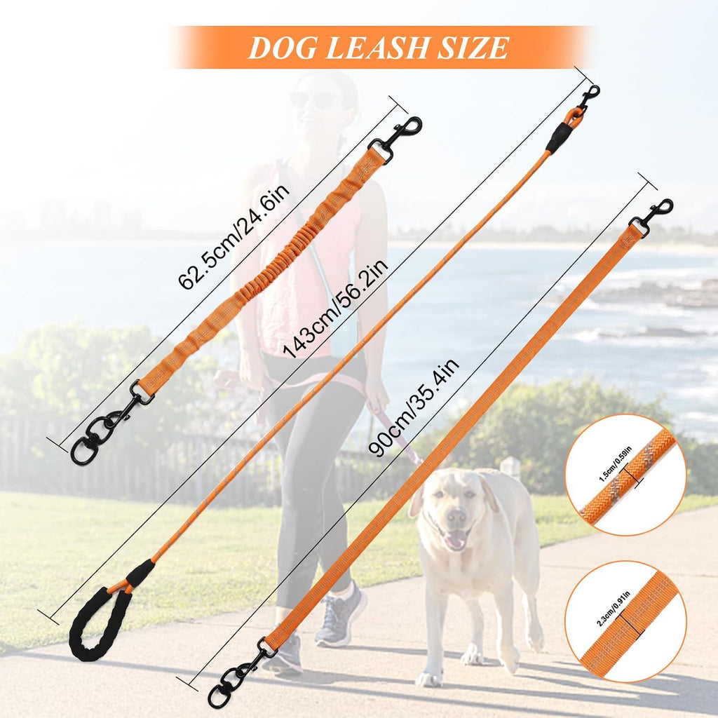 Reflective orange four way dog walking rope for small and medium pets