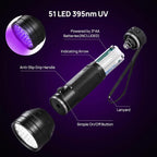 Consciot black light torch showing 51 high intensity ultraviolet bulbs for stain detection.