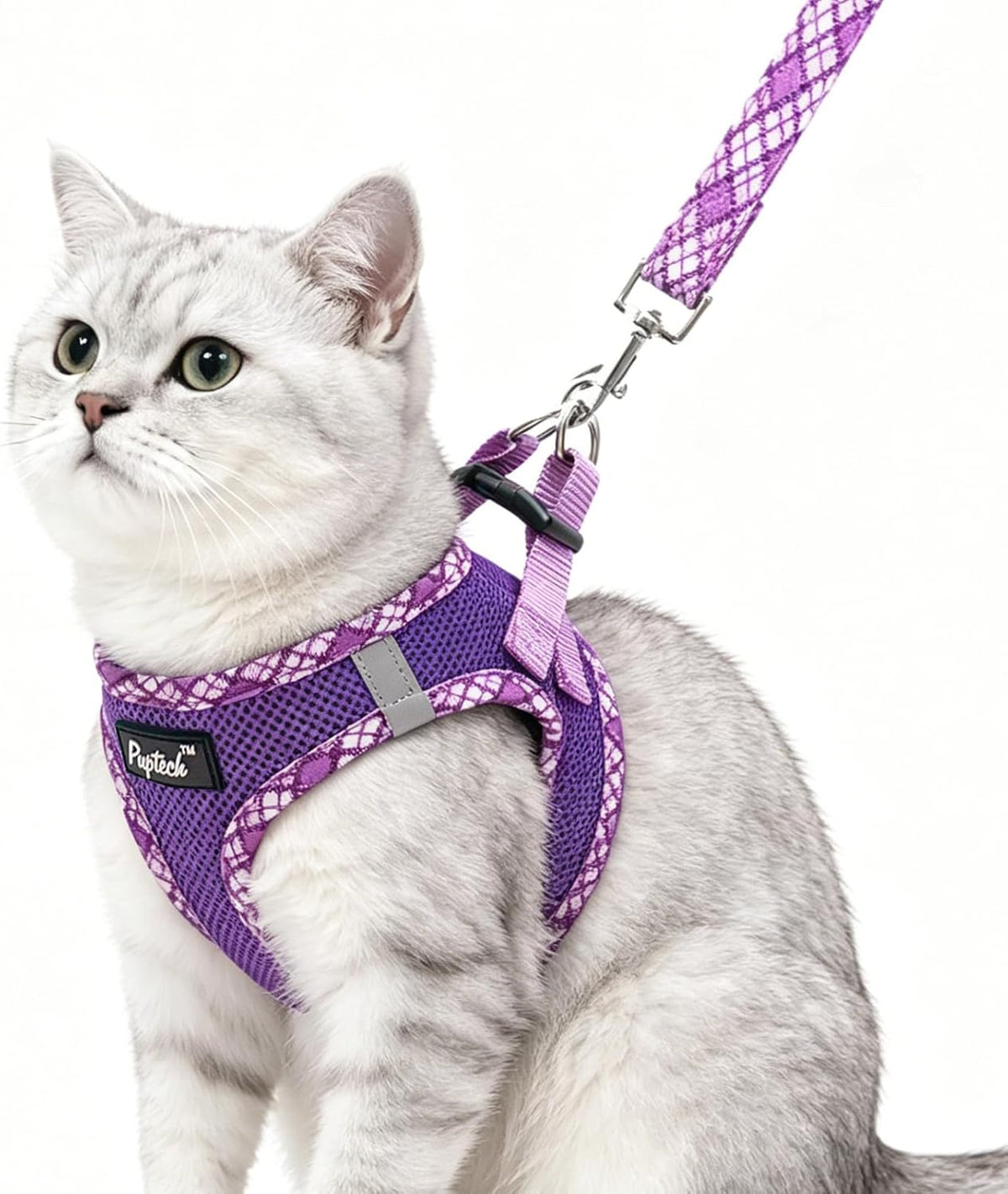 PUPTECK Cat Harness and Leash Set for Small Medium Cats, No Pull Step-in Soft Mesh Puppy Cat Vest Harnesses Reflective at Night, Green, S - Image 15