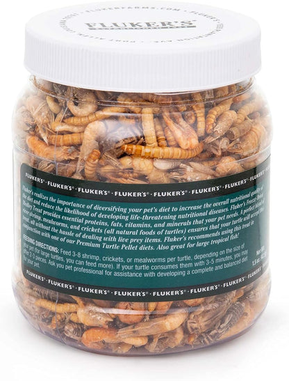 Flukers freeze dried river shrimp mealworms and crickets turtle supplement blend