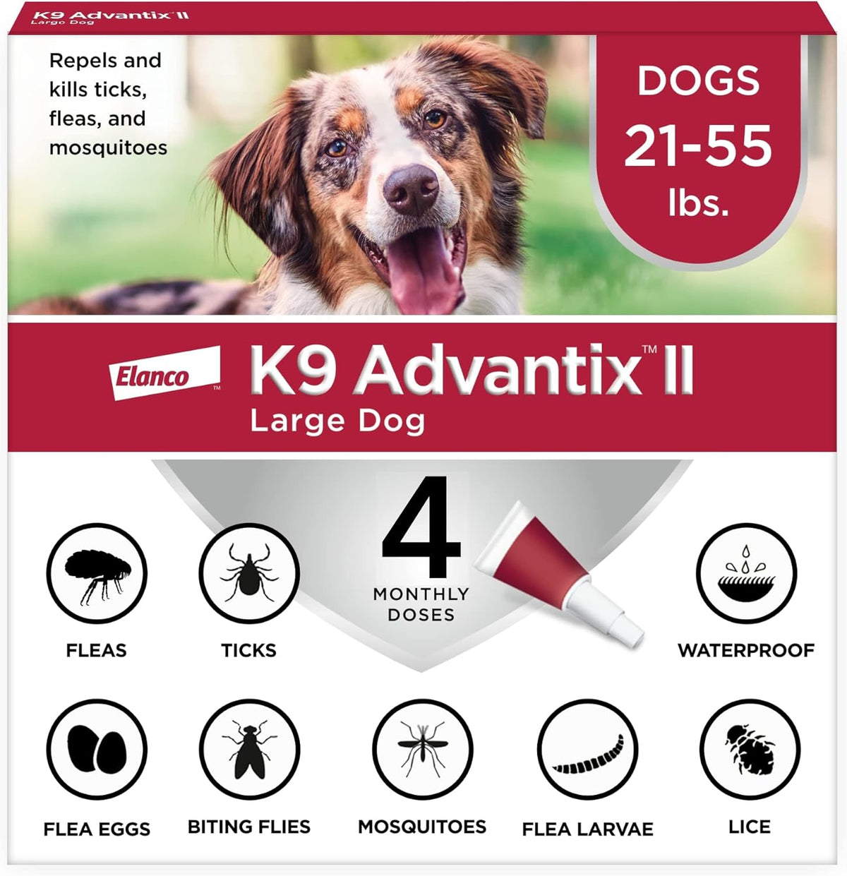 K9 Advantix II Large Dog Vet-Recommended Flea, Tick & Mosquito Treatment & Prevention | Dogs 21-55 lbs. | 2-Mo Supply (Packaging may vary) - Image 10