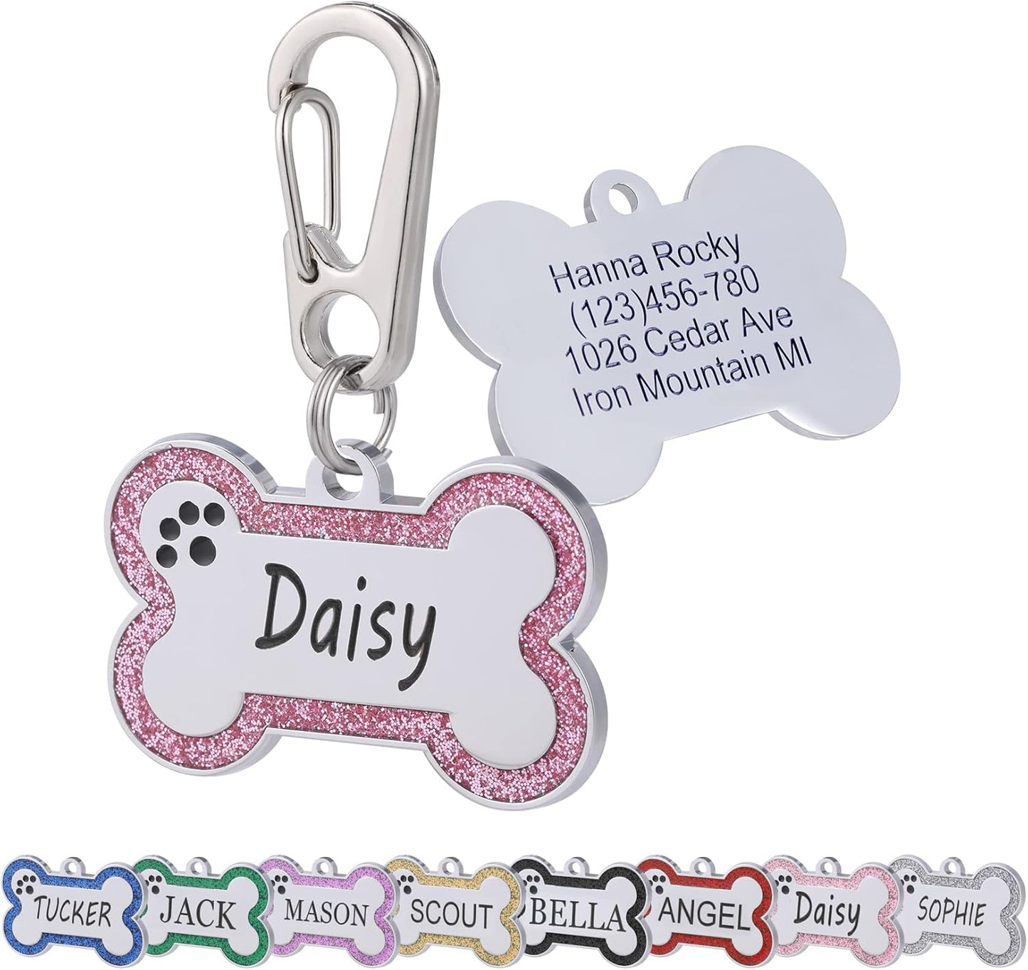 Aimeng personalized stainless steel pet ID tag front view for dogs