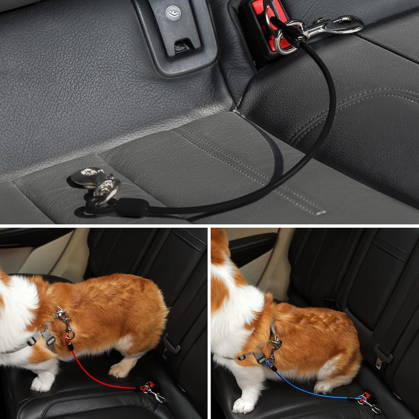 Dog Seat Belt Harness for Car,2pcs Dog Seatbelt of Coated Wire Leash Safety Restraint,No Chew Tether Cable Vehicle Dogs Accessories,Double Clips & Latch (2 Pack Black, 32 inch/80 CM) - Image 9