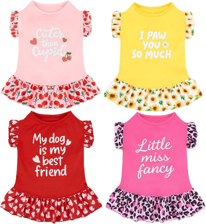 XPUDAC 4 Pack Pet Dog Dress Dog Clothes Girl Puppy Shirt Yorkie Clothes Cute Doggie Dress Pet Apparel for Small Dogs and Cats (Pink Angel, Small(4.5-8lbs)) - Image 11