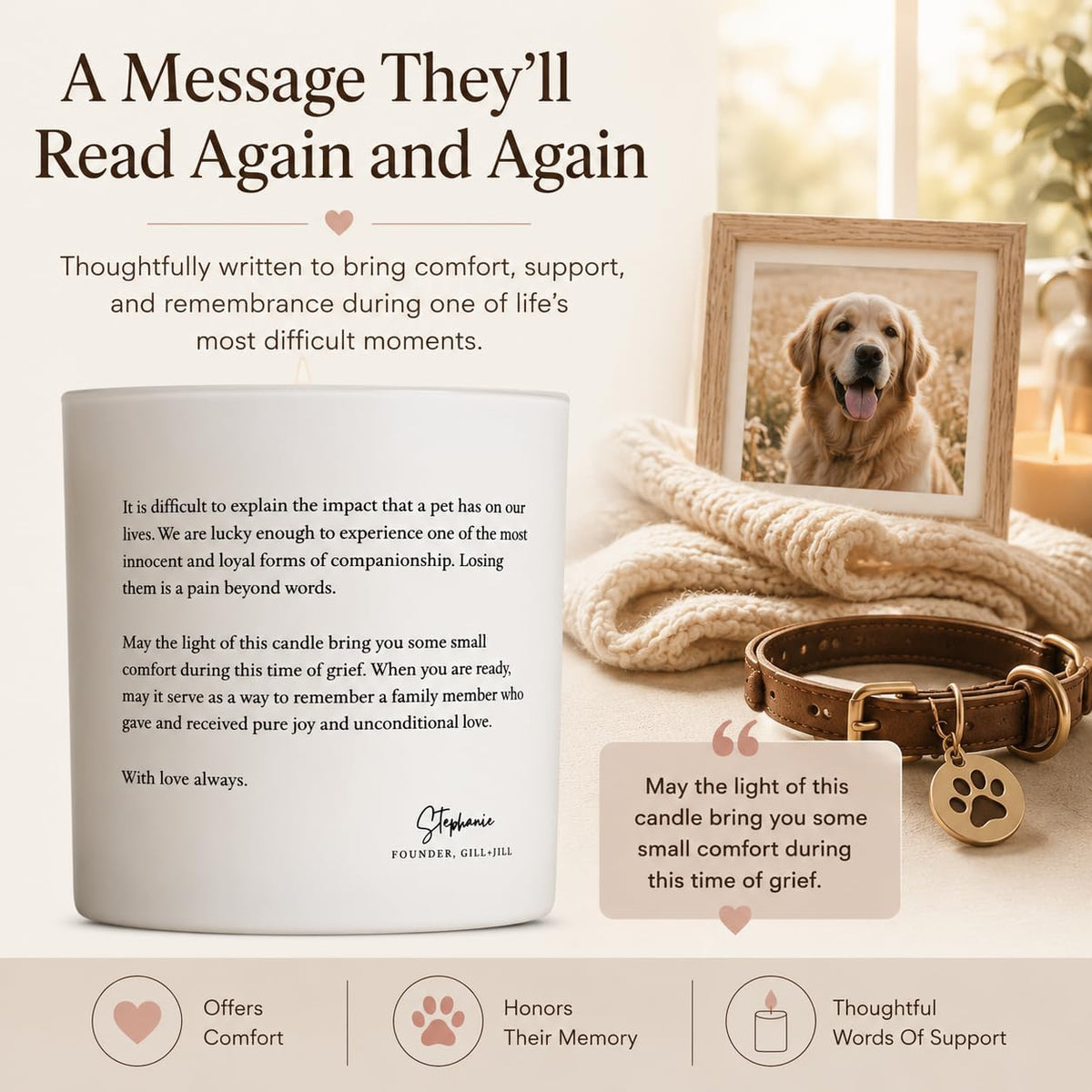 Premium Paw Prints Pet Memorial Candle - Paraffin-Free Soy Wax, Dog Memorial Gifts for Loss of Dog, Pet Loss Sympathy & Bereavement Gift, Rainbow Bridge Remembrance Gift for Grieving Pet Owner - Image 7
