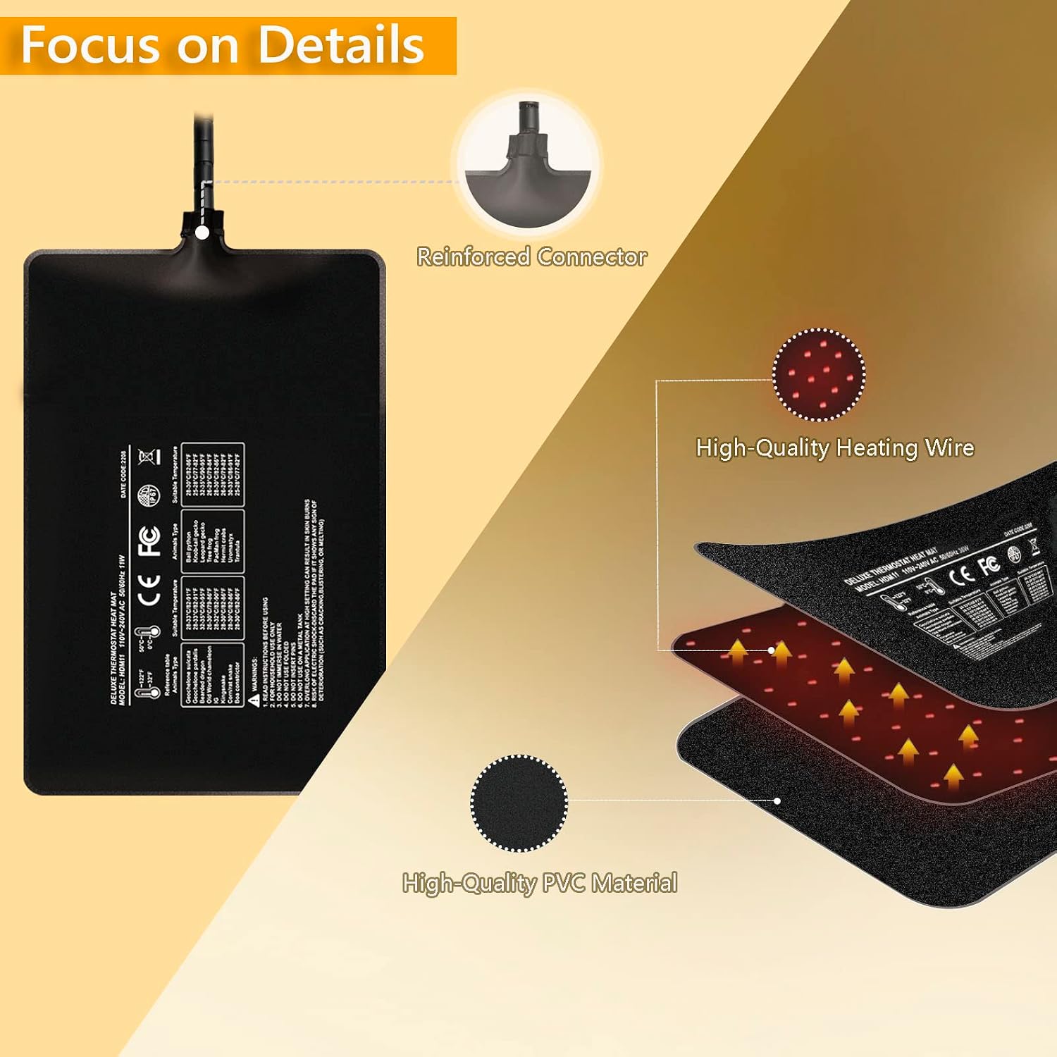 Fipasen reptile heating mat with Fahrenheit and Celsius settings