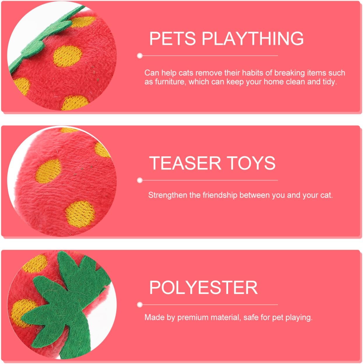 Toddmomy imported red strawberry pet play dolls spread out for interactive scratching exercise.