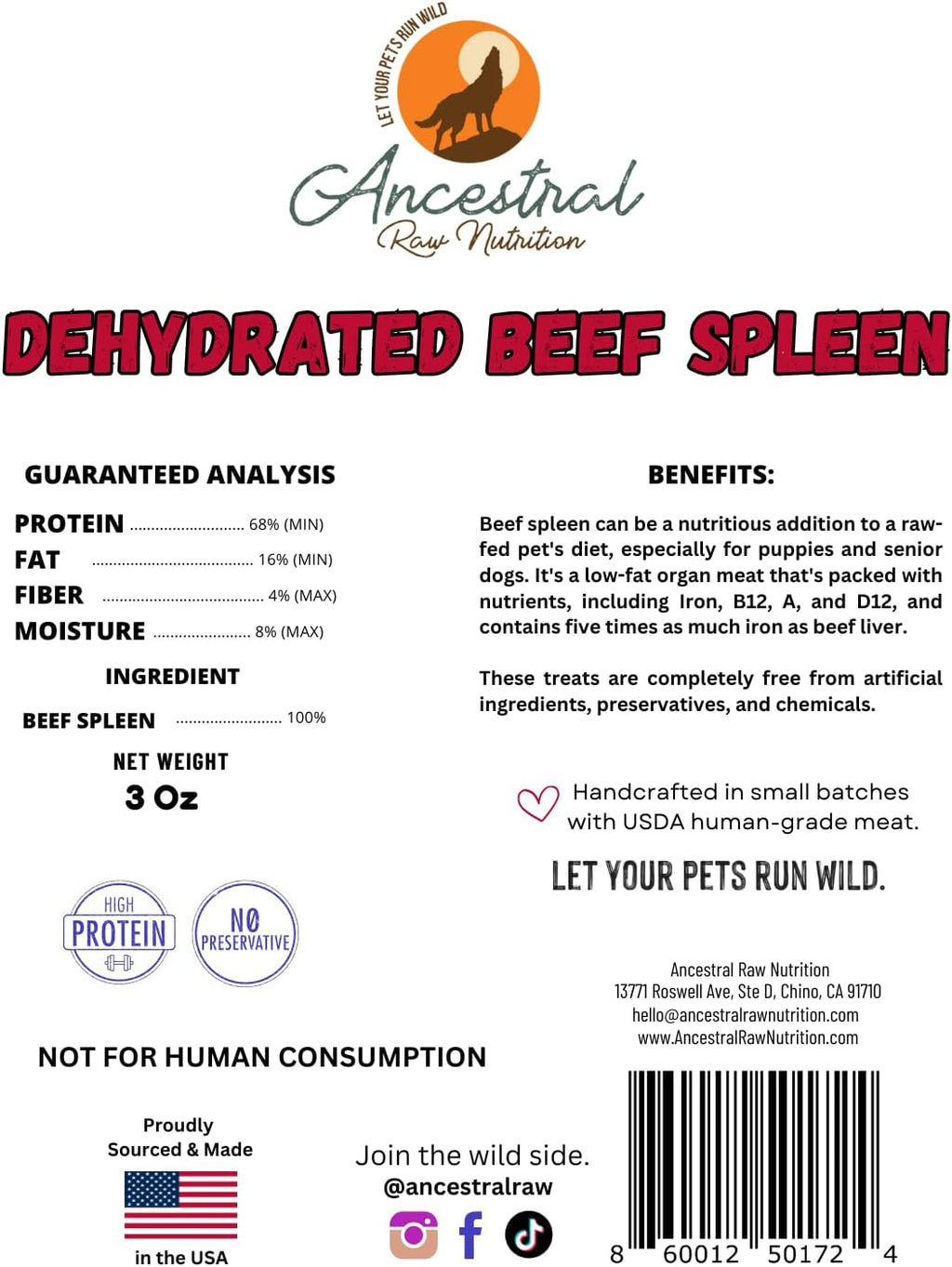 Authentic USA imported beef spleen treats for dogs
