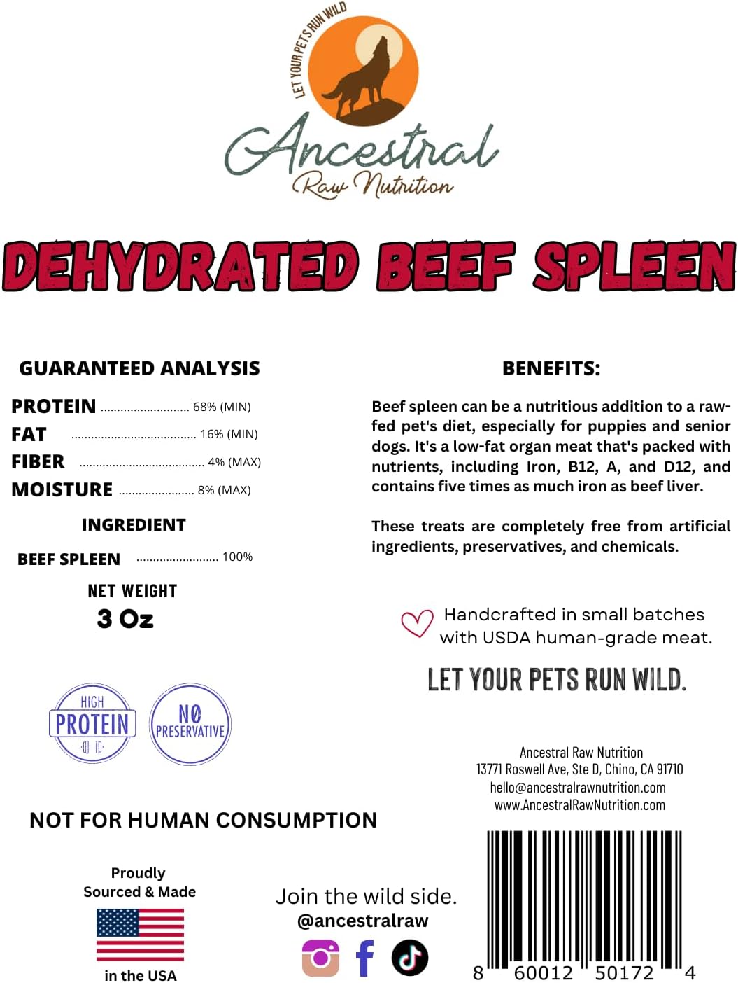 Authentic USA imported beef spleen treats for dogs