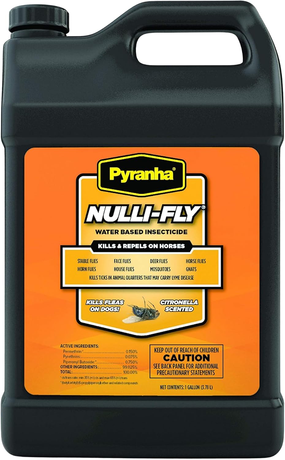 Authentic Pyranha wipe and spray oil based fly protection for horses side angle view