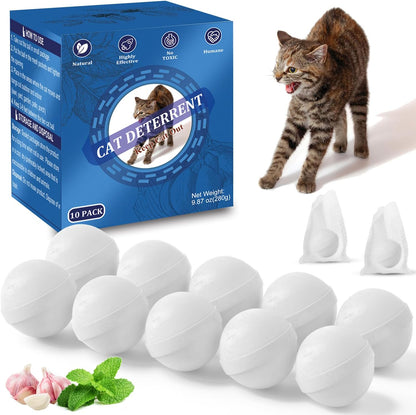 Cat Deterrent Outdoor, Natural Peppermint Oil Cat Repellent Outdoor, 10 Pack Cat Deterrent Balls Outdoor Indoor to Keep Cats Out of Yard, Garden, Lawn, Prevent Scratch and Chew, Keep Cats Away - Image 9