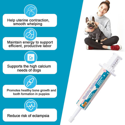 Fast absorbing whelping calcium supplement for nursing dogs oral application