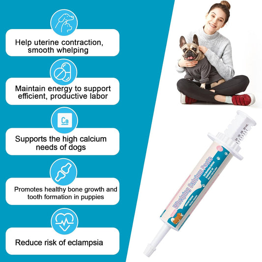 Fast absorbing whelping calcium supplement for nursing dogs oral application