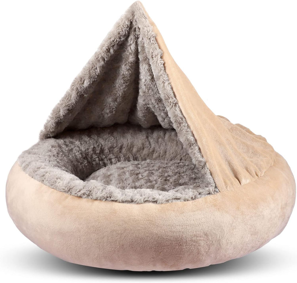 Gasur donut pet bed with hood front view