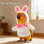 BAMY rabbit ear parrot apparel displayed flat to show head and chest dimensions.