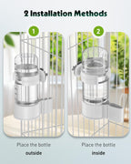 Side profile of Pawfly parakeet water dispenser and mounting clamp