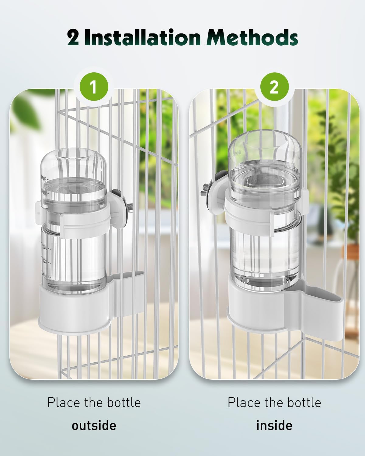 Side profile of Pawfly parakeet water dispenser and mounting clamp