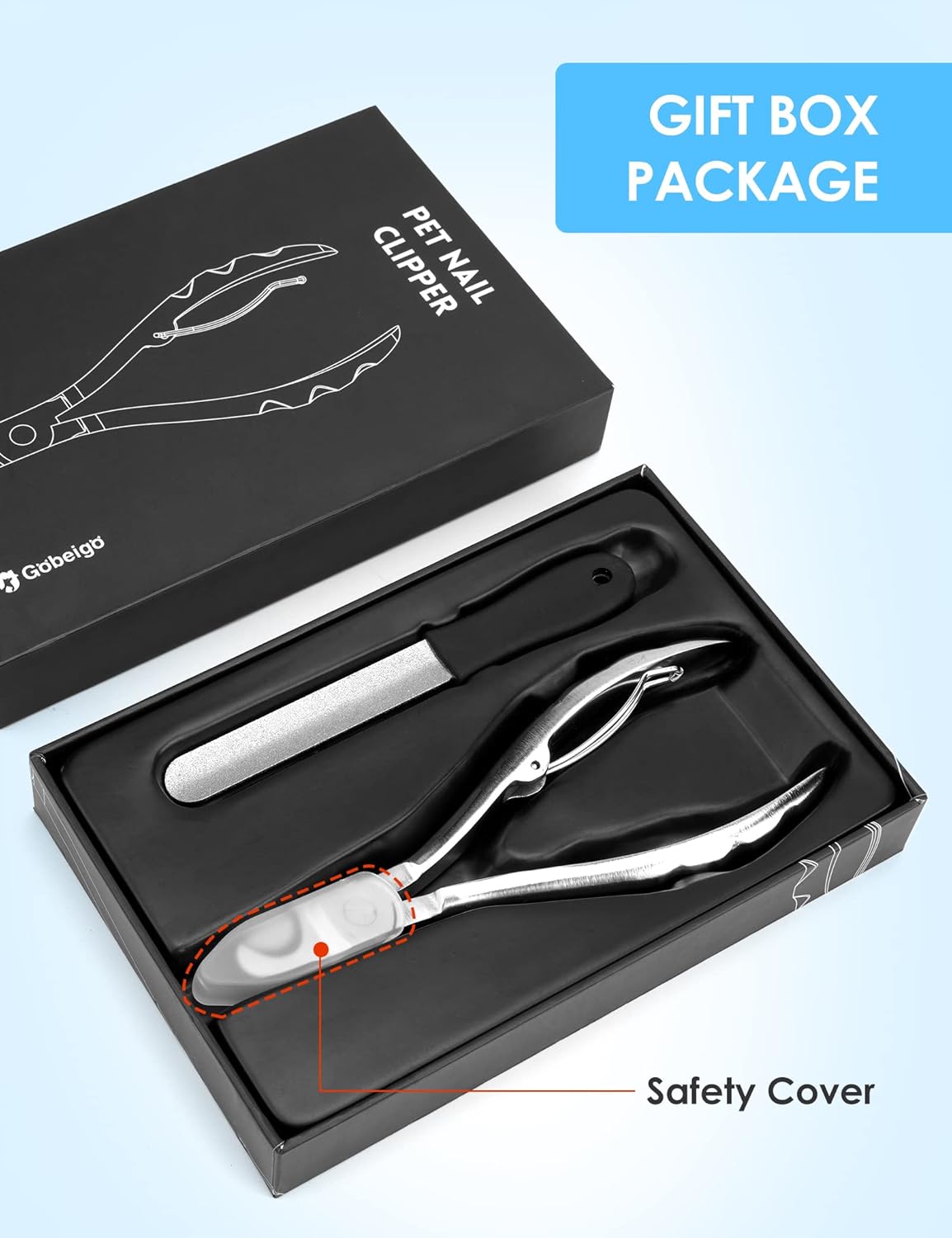 Side profile of Gobeigo wide open dog nail clippers