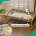 Kiplant cat hammock with wooden frame in living room setting